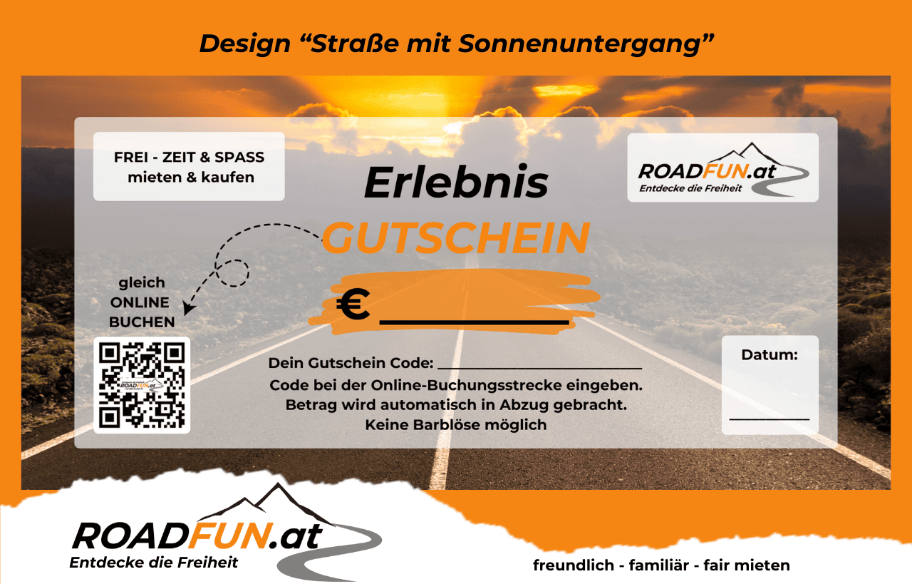 Gutschein Straße mit Sonnenuntergang Gutschein Straße mit Sonnenuntergang